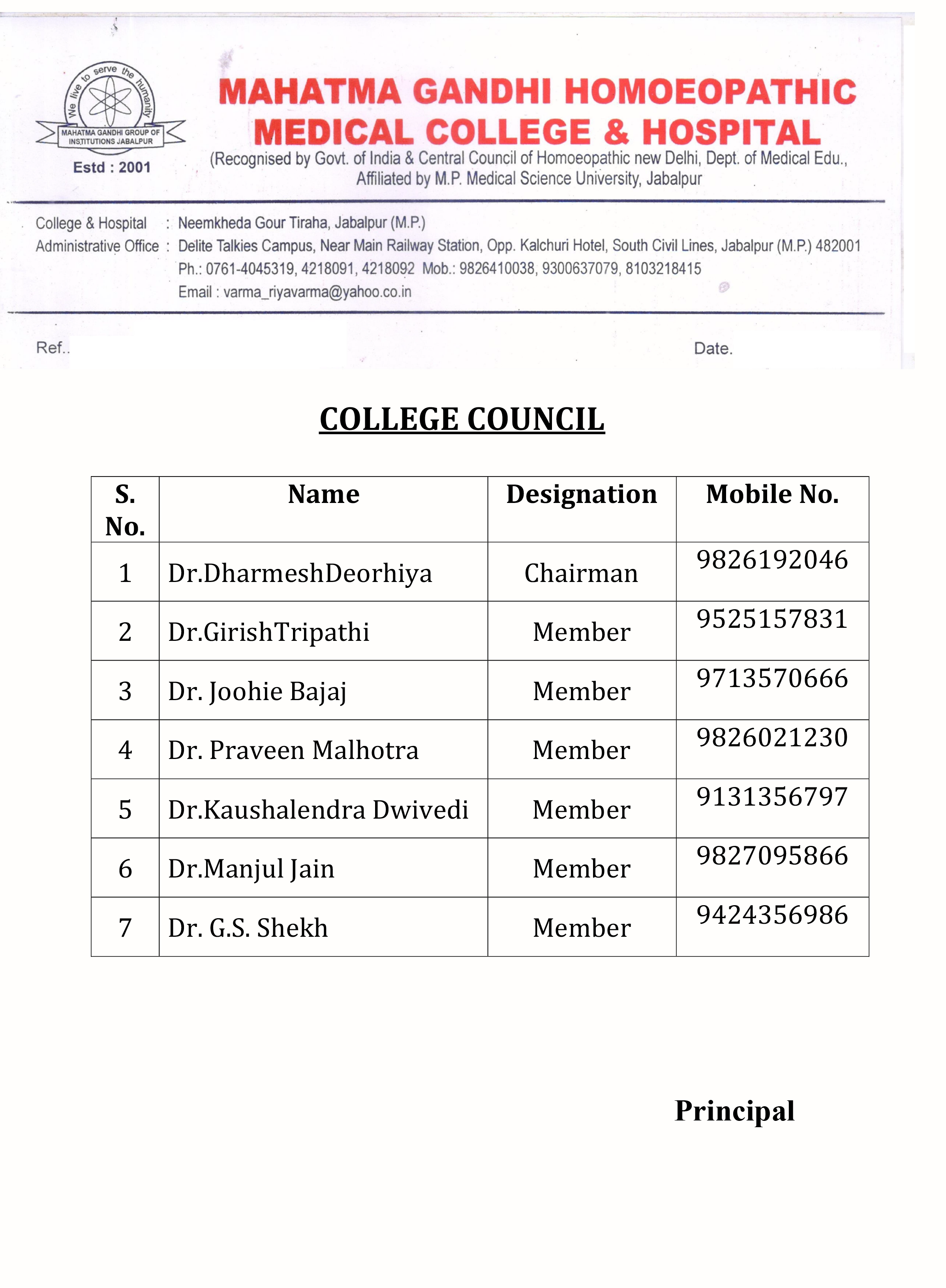 Mahatma Gandhi Homoeopathic Medical College & Hospital Anti-Ragging Committee